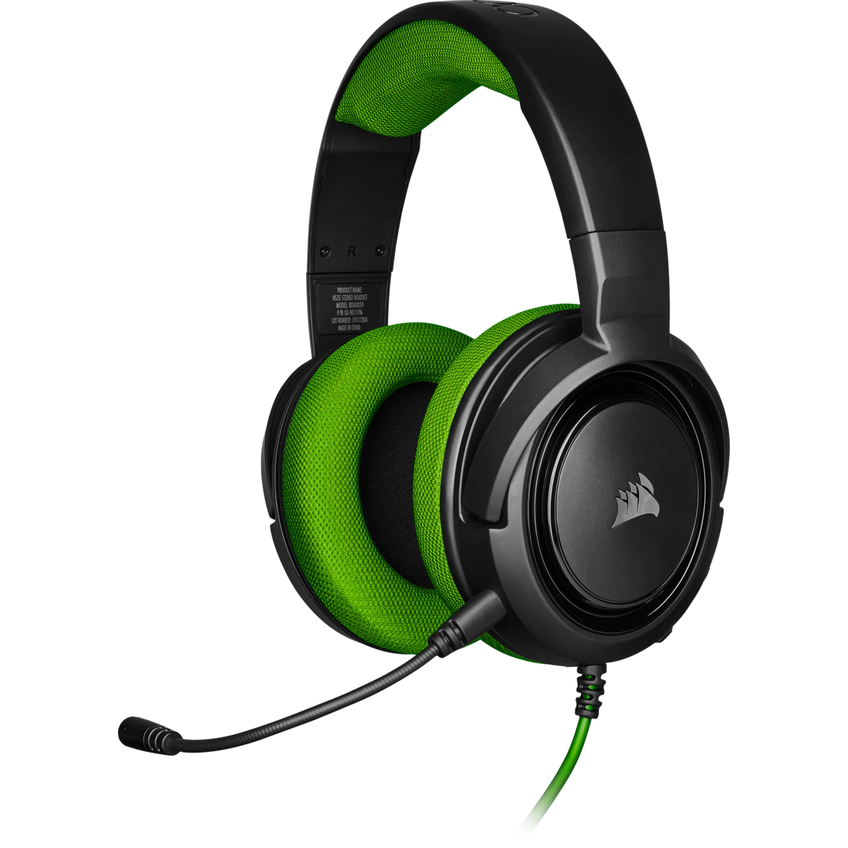 CORSAIR HS35 STEREO Gaming Headset Green - Multi Platform compatibility 3.5mm (1to2 Splitter included)